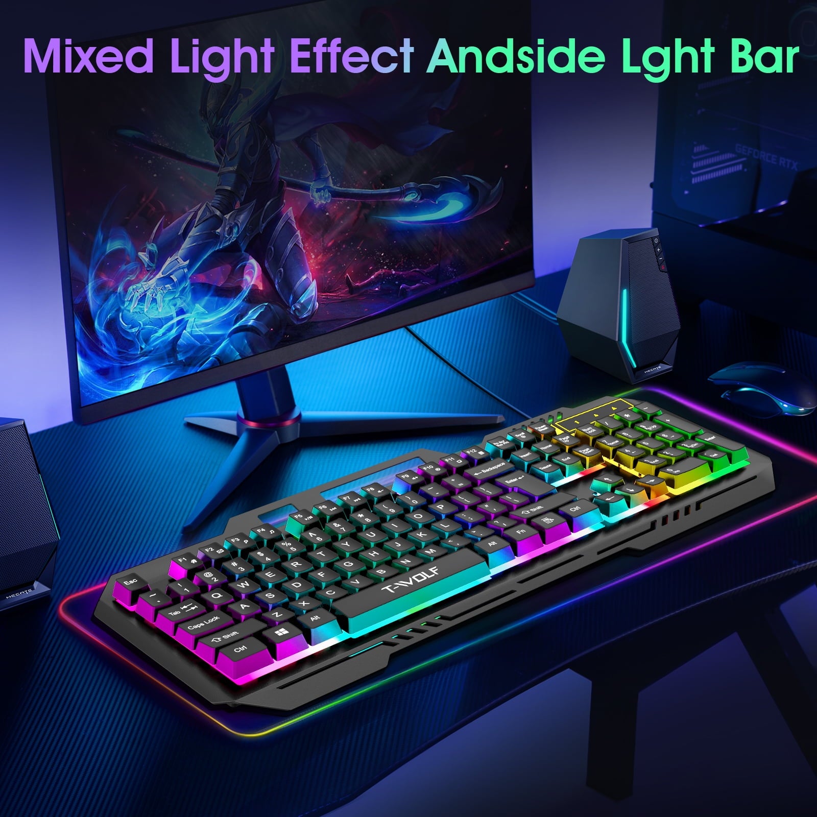 Muzpu Gaming Keyboard,Mechanical Keyboard,Wired Keyboard,IP57 Waterproof,Ultra Sensitive & Quiet Response,RGB Gaming Backlit Keyboard for PC/Mac Gamers,Black