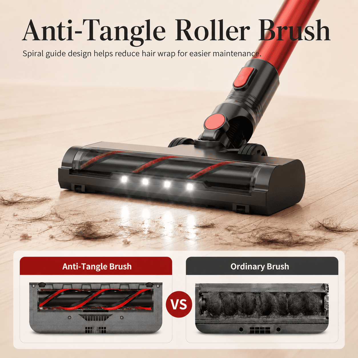 ANSFIL Cordless Vacuum Cleaner 40KPA/55min/2600mAh Lightweight Stick Vacuum for Home Pet Hair Carpet Hard Floor