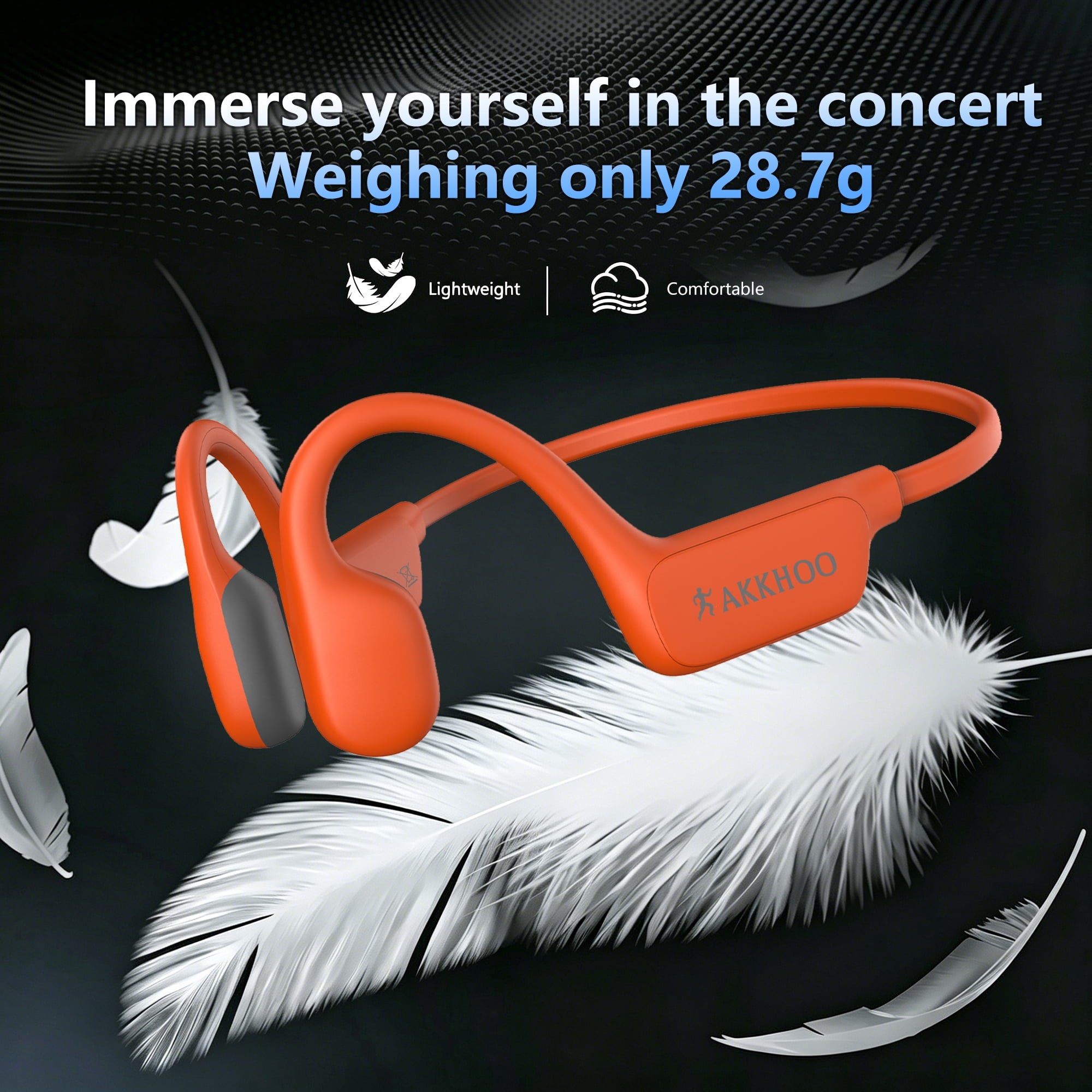 AKKHOO Open Ear Bone Conduction Headphones, Wireless Bluetooth Sports Headphones with ENC Mic, 12H Playtime, IPX6 Waterproof Running Headphones for Gym, Outdoor