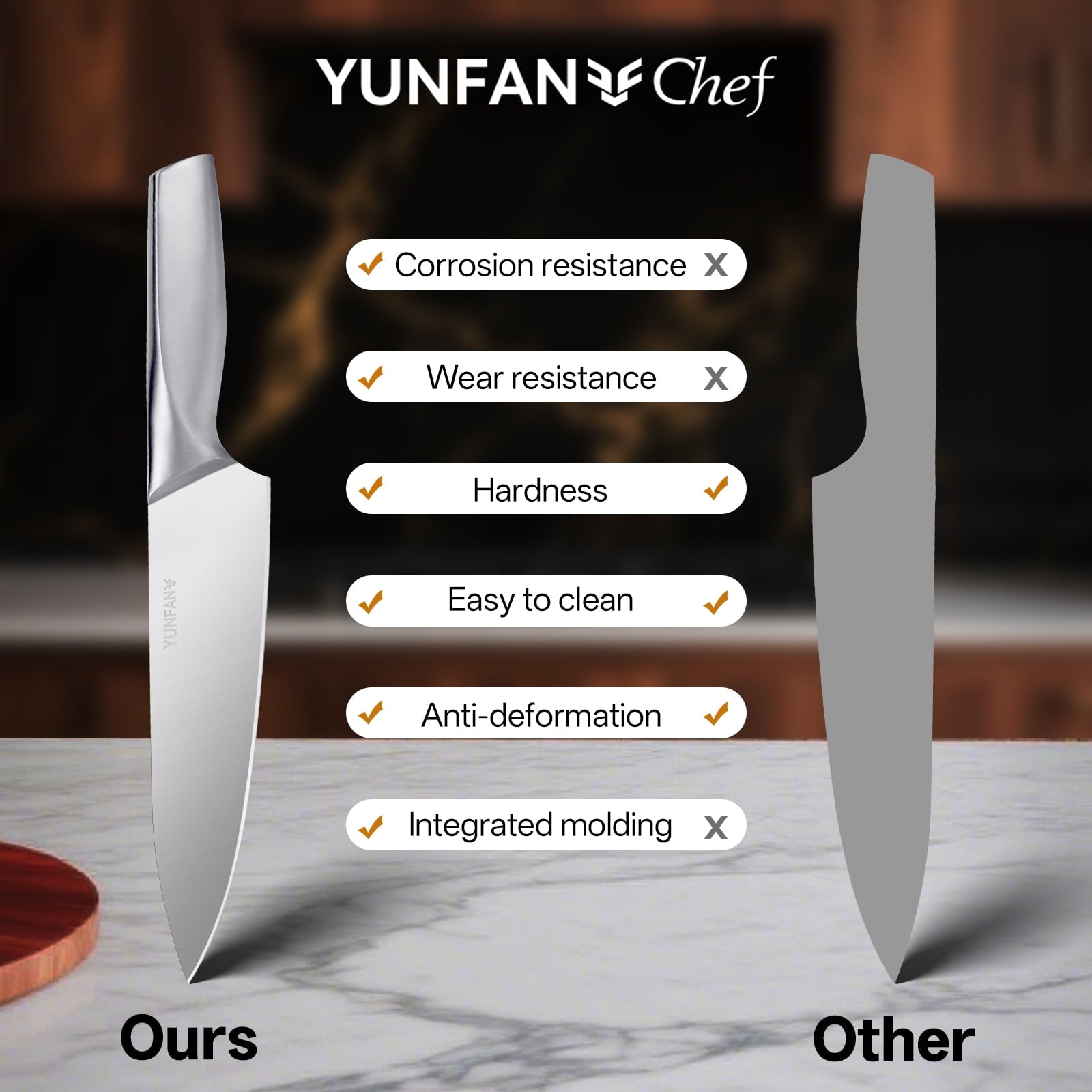 Yunfan Professional Kitchen Knives, Sharp Knives High Carbon Stainless Steel