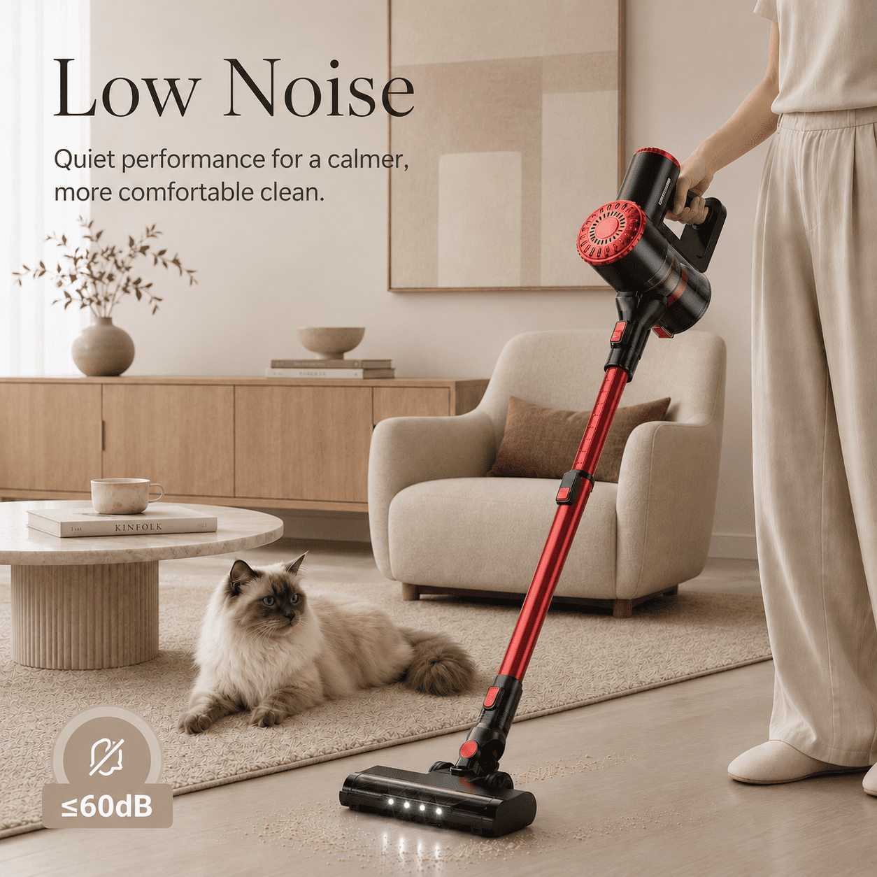 ANSFIL Cordless Vacuum Cleaner 40KPA/55min/2600mAh Lightweight Stick Vacuum for Home Pet Hair Carpet Hard Floor