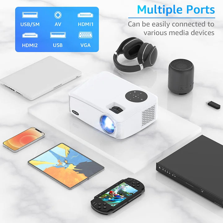 5G WiFi Bluetooth Projector, Native 1080P 20000LM 450" Display Support 4K Movie Projector, High Brightness for Home Theater and Business, Compatible with iOS/Android/TV Stick/PS4/HDMI/PPT/USB