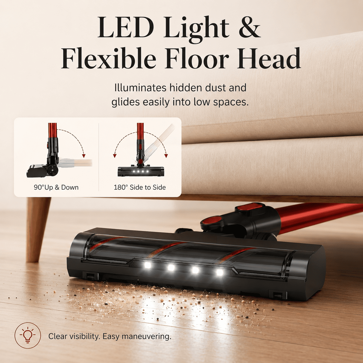 ANSFIL Cordless Vacuum Cleaner 40KPA/55min/2600mAh Lightweight Stick Vacuum for Home Pet Hair Carpet Hard Floor