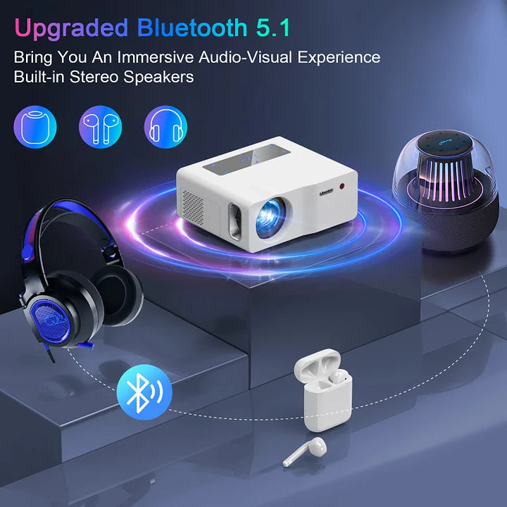 HD 1080P 5G WiFi Bluetooth Projector, LCD Technology 450" Display, 18000LM 4K Support Projector for Outdoor Movies, Home Theather Projector