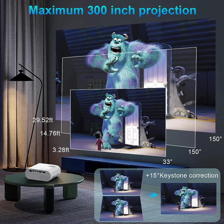 5G WiFi Bluetooth Video Projector, Full HD 1080P Outdoor Movie Projector, Portable Projector Compatible With HDMI/ USB/ AV/ Smartphone/ TV Stick/ Laptop (Projector Screen and Tripod Included)
