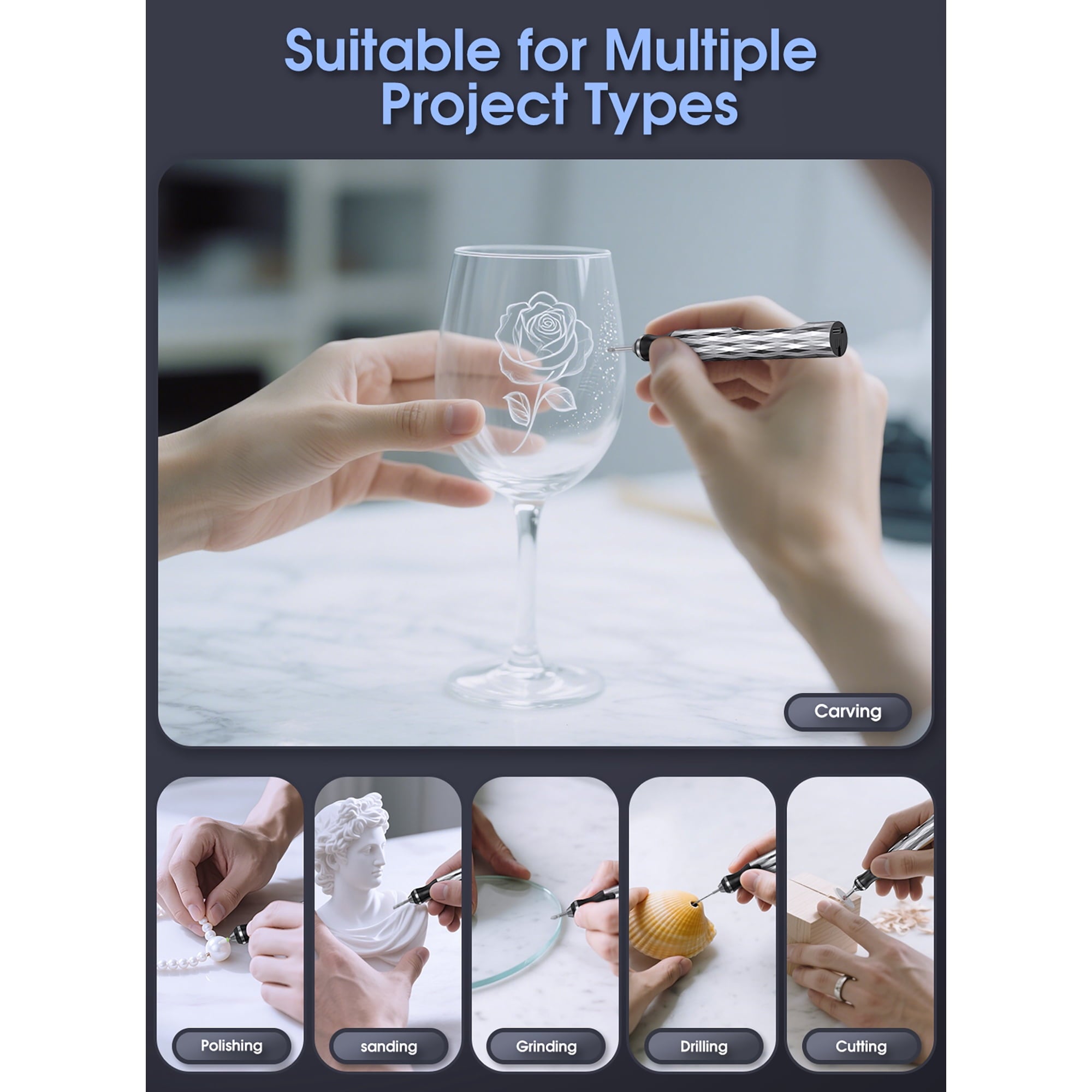 Newly Upgraded Electric Engraving Pen with 37 Bits,3-Speed Adjust,USB Rechargeable,Rotary Tool for 60+ Surfaces - Mini Electric DIY Engraving Pen Kit Cordless Rotary Tools for Personalization & Gifts
