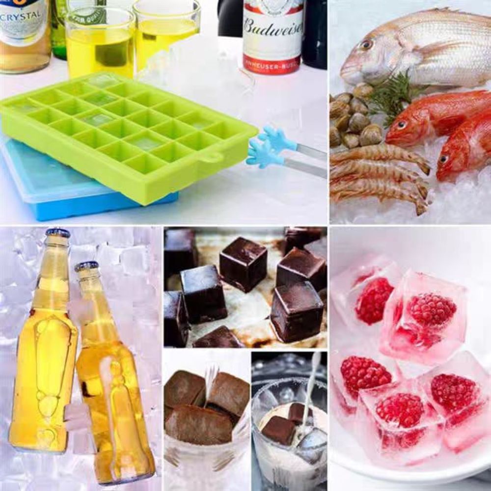 Ice Cube Tray, 3 Pack Silicone Ice Cube Molds, Ice Cube Trays, Silicone Ice Trays, Easier to Release, BPA Free for Alcohol/Coffee/Beverages (Blue, Green, Purple;)