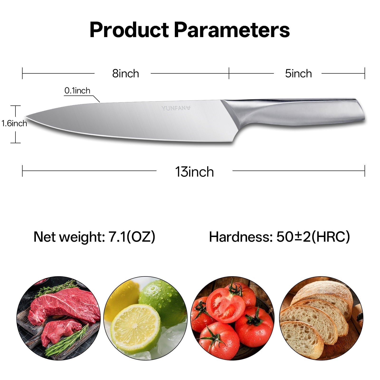 Yunfan Professional Kitchen Knives, Sharp Knives High Carbon Stainless Steel
