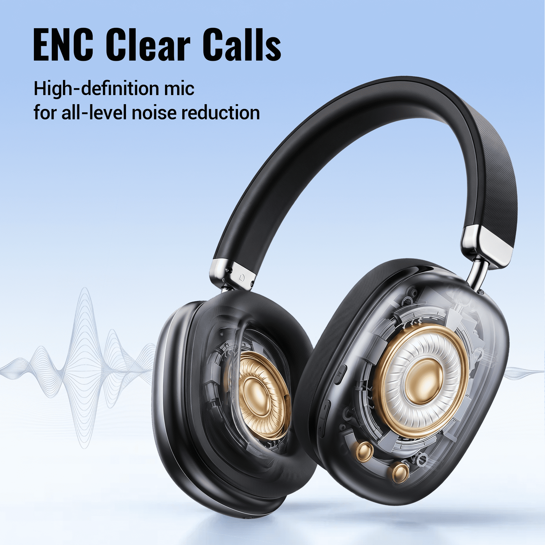 Wireless Bluetooth Headphones 5.1,40 Hrs Playtime Wireless Over-Ear Headphones,4 Mics ENC Noise Cancelling for Clear Calls, Lightweight Headset with Deep Bass Comfort fit for Travel Work