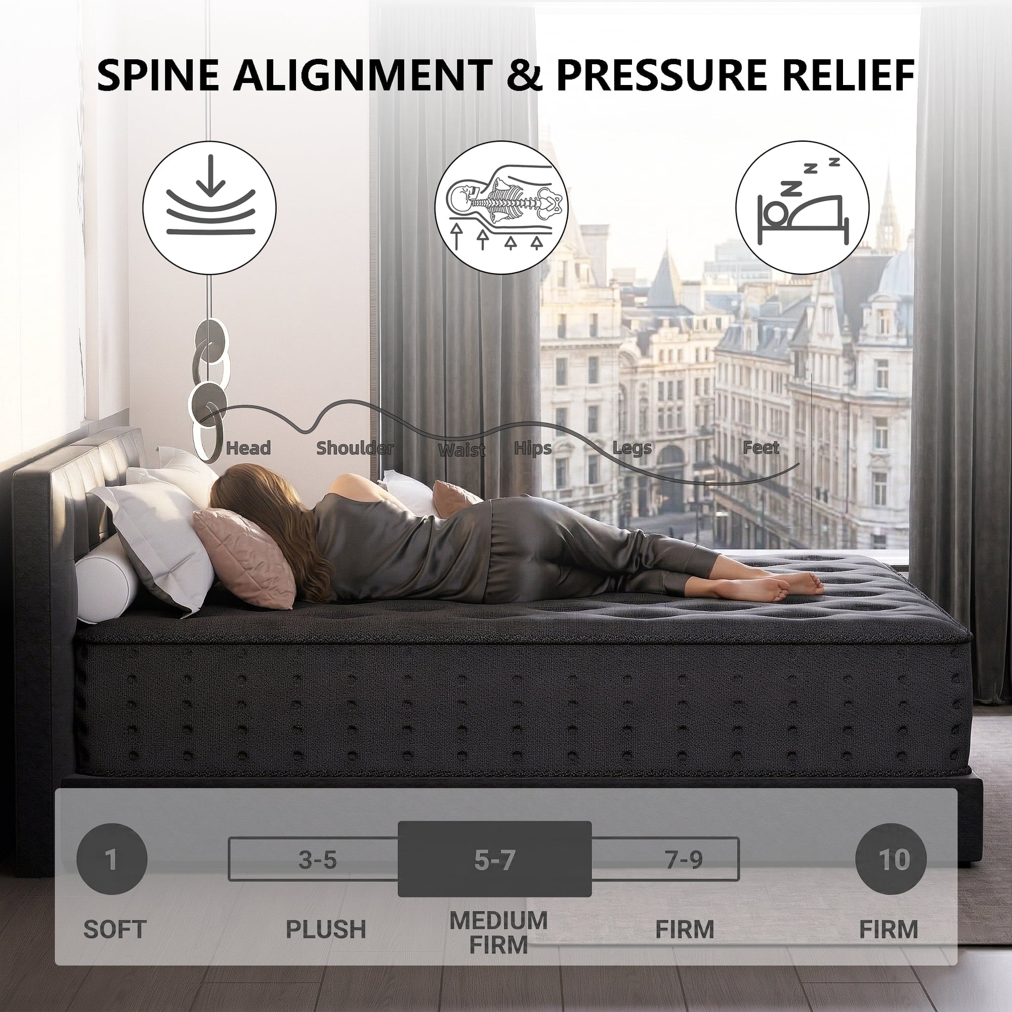 Tryagat 12” King Hybrid Mattress in a Box, Medium Firm King Size Mattresses, Cooling Gel Memory Foam Mattress with Individually Wrapped Pocket Coils, Pressure Relief
