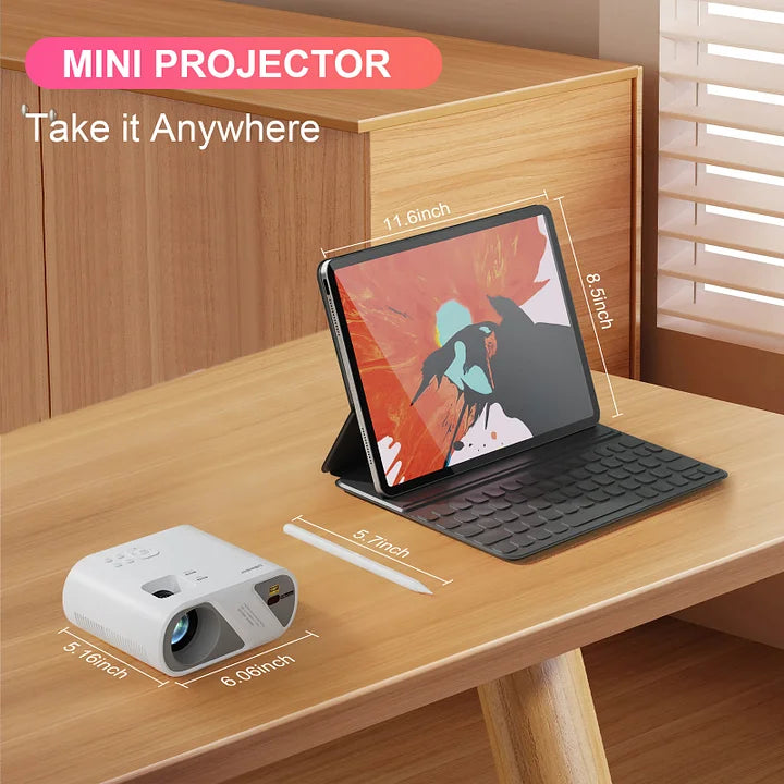 Mini Projector, Full HD 1080P Video Projector with Tripod, LED 300'' Display Technology Portable Outdoor Movie Projector, Home Theater Projector Compatible With Android/iOS/Windows/TV Stick/HDMI/USB