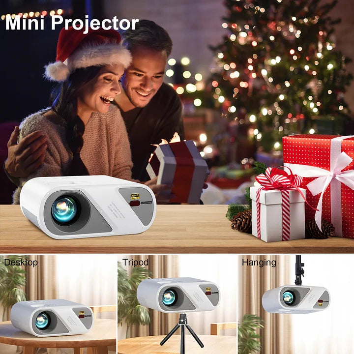 Mini Projector, Full HD 1080P Video Projector with Tripod, LED 300'' Display Technology Portable Outdoor Movie Projector, Home Theater Projector Compatible With Android/iOS/Windows/TV Stick/HDMI/USB
