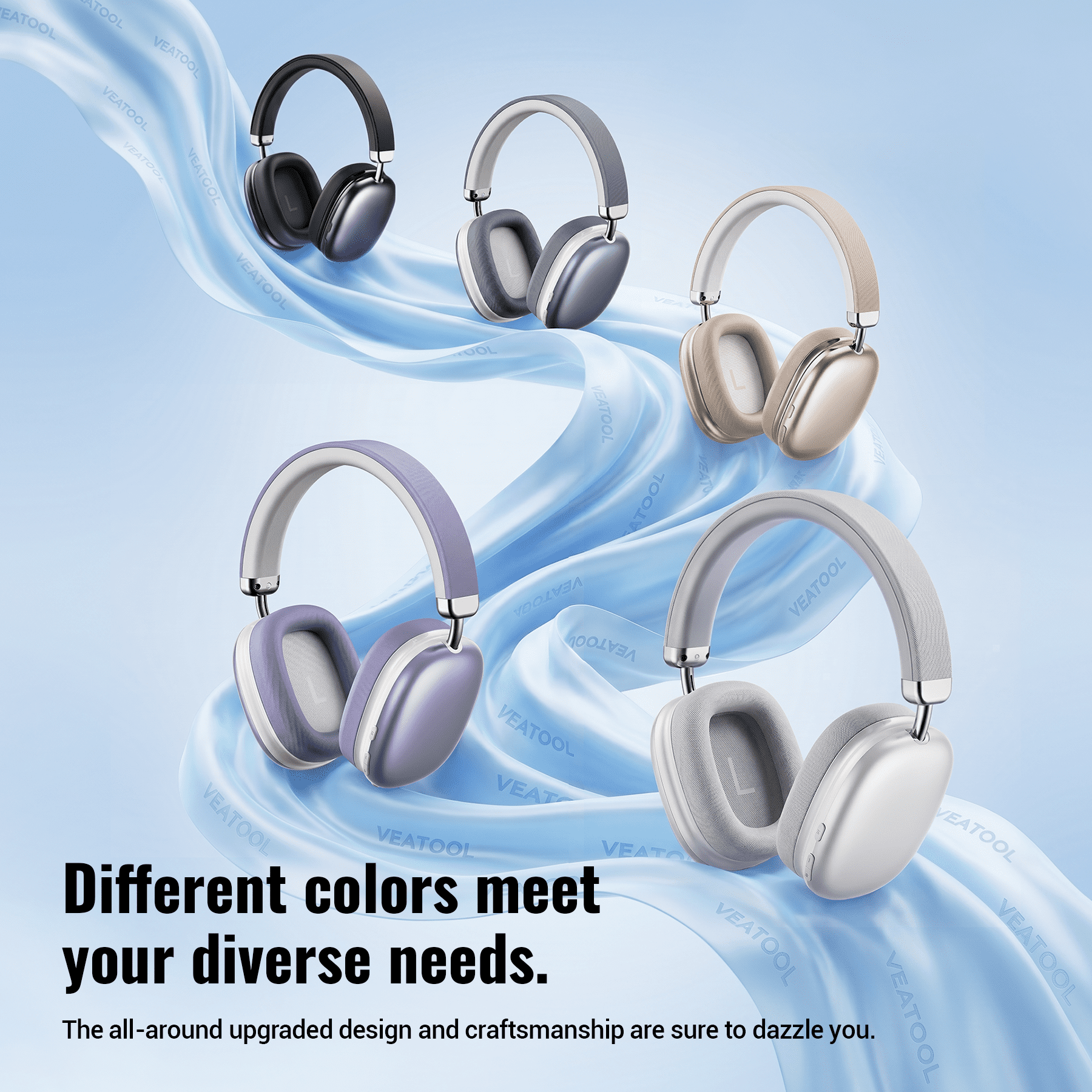 Wireless Bluetooth Headphones 5.1,40 Hrs Playtime Wireless Over-Ear Headphones,4 Mics ENC Noise Cancelling for Clear Calls, Lightweight Headset with Deep Bass Comfort fit for Travel Work