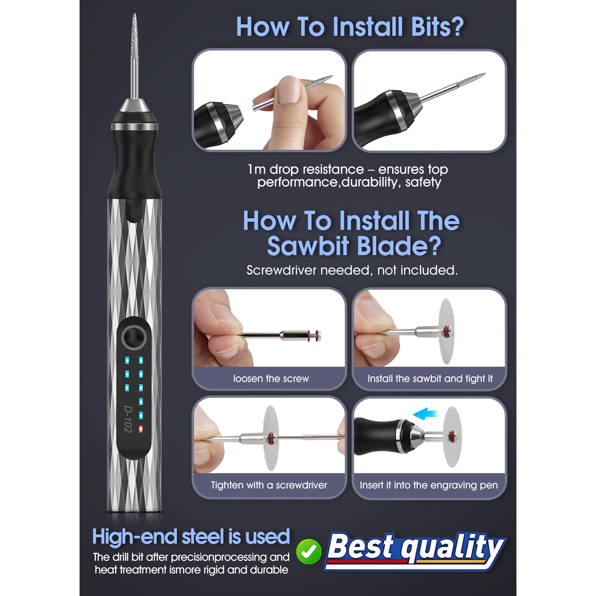 Newly Upgraded Electric Engraving Pen with 37 Bits,3-Speed Adjust,USB Rechargeable,Rotary Tool for 60+ Surfaces - Mini Electric DIY Engraving Pen Kit Cordless Rotary Tools for Personalization & Gifts