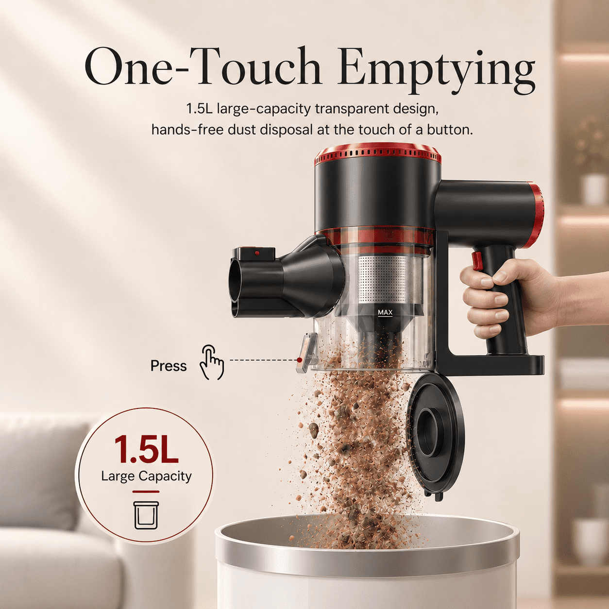 ANSFIL Cordless Vacuum Cleaner 40KPA/55min/2600mAh Lightweight Stick Vacuum for Home Pet Hair Carpet Hard Floor